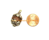 Ethnic Tibetan Old Carnelian Round Charm Pendant with Repousse Carved Tibetan Silver Floral Caps - WM7985H