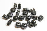10 SETS - Tibetan Dark Black Bone Guru Bead Sets - 11-13mm - Black Bone 3 Hole Guru Beads & Caps - Prayer Beads Mala Supplies- GB45-10