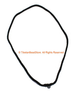 Black Handwoven Cord Necklace 4mm Thick Cord 25" Necklace - Unisex Boho Surfer Jewelry Cord Choker - © TibetanBeadStore - BK29