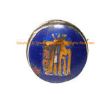 Kalachakra Mantra Ring - Lapis & Brass Inlay Kalachakra Tibetan Mantra Ring - Handmade Tibetan Jewelry - R349-8.5