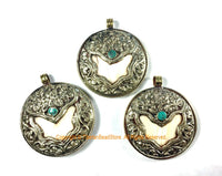 Large Encased Naga Conch Shell Tibetan Pendant Repousse Endless Knot- Ethnic Tribal Nepal Himalayan One of a Kind Handmade Jewelry- WM7403C1