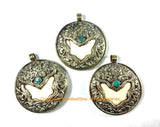 Large Encased Naga Conch Shell Tibetan Pendant Repousse Endless Knot- Ethnic Tribal Nepal Himalayan One of a Kind Handmade Jewelry- WM7403C1