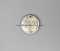 Ethnic Tibetan Endless Knot Design Bone Charm Pendant - Handmade TibetanBeadStore Tribal Bone Pendant- WM7931-1