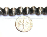 Black Bone Mala Tibetan Prayer Beads with Tibetan Silver Metal Ring Inlays - 108 Beads - Tibetan Prayer Beads Mala Making Supplies