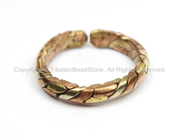 Adjustable Ring Mixed Metals Braided Ring Copper Brass Ring Unisex Ring Boho Ring Nepal Tibet Ring Tibetan Jewelry by TibetanBeadStore- R239