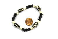 Tibetan Bone Wrist Mala Bracelet- Unisex WRIST MALA - Tibetan Prayer Beads Boho Tribal Mala Yoga Bracelet- Dzi Design Bone Bracelet - C253
