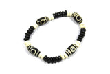 Tibetan Bone Wrist Mala Bracelet- Unisex WRIST MALA - Tibetan Prayer Beads Boho Tribal Mala Yoga Bracelet- Dzi Design Bone Bracelet - C253