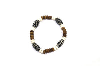 Tibetan Bone Wrist Mala Bracelet- Unisex WRIST MALA - Tibetan Prayer Beads Boho Tribal Mala Yoga Bracelet- Dzi Design Bone Bracelet - C255