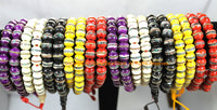 Handmade Tibetan Mala Bracelet - Stretch Bracelet Stackable Buddhist Yoga Wrist Mala Bracelet Colorful Inlaid Bone Jewelry - C288