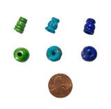 3 SETS - Inlaid Green, Blue, Lapis Blue Tibetan Guru Bead Sets - Tibetan Handmade Guru Beads & Caps - Mala Making Supply - GB100D-3