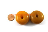 2 BEADS - BIG Tibetan Amber Copal Resin Beads - Ethnic Tribal Honey Amber Color Resin Beads - B3308-2 - TibetanBeadStore