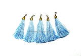 2 TASSELS Light Blue Tassels with Gold Toned Brass Cap - Quality Boho Tassels Bag Tassels Earring Tassels - Craft Tassels - T207-2