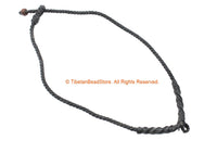 Black Handwoven Cord Necklace 4mm Cord Necklace by TibetanBeadStore - Unisex Boho Surfer Jewelry Cord Choker - © TibetanBeadStore - BK40