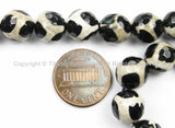 2 BEADS Ethnic Etched Agate Dzi Beads - Ethnic Tribal Tibetan Etched Agate Stone Dzi Zee Zi Beads - Faceted Dzi Beads - B2925-2