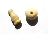 1 SET - Ivory White Bone Tibetan Guru Bead Set - 14mm - Ivory White Bone 3 Hole Guru Beads & Caps - Prayer Mala Making Supply - GB12C-1