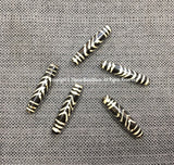 Ethnic Tibetan Black & White Colored Buffalo Bone Beads - Handmade Beads - Tube Shaped Beads - Tribal Bone Beads - B3209-5
