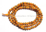 10mm size Tibetan Amber Copal Mala Prayer Beads with Turquoise, Coral, Brass & Copper Inlays - PB16