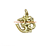 Sanskrit Om Brass Pendant - 1 pendant - Nepal Tibetan Brass Om Aum Ohm Mantra Charm Pendant - Ethnic Nepal Tibetan Yoga Jewelry - WM3770B-1