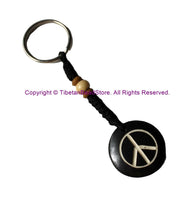 Ethnic Handmade Carved Peace Symbol Keychain Keyring - Handmade Ethnic Keychains - KC111