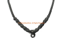 Black Handwoven Cord Necklace 4mm Cord Necklace by TibetanBeadStore - Unisex Boho Surfer Jewelry Cord Choker - © TibetanBeadStore - BK40