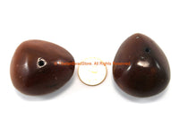2 BEADS LARGE Tibetan Dark Amber Copal Resin Beads - Ethnic Tibetan Copal Amber Resin Beads - TibetanBeadStore - B3332