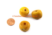 3 Beads - Tibetan Amber Copal Resin Beads - Ethnic Tribal Amber Copal Beads - B3307-3