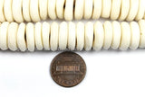 20 BEADS 14mm Size Flat Disc Tibetan White Bone Beads - Natural Animal Bone Tibetan Disc Beads - TibetanBeadStore - LPB80-20