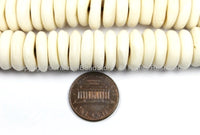 10 BEADS 14mm Size Flat Disc Tibetan White Bone Beads - Natural Animal Bone Tibetan Disc Beads - TibetanBeadStore - LPB80-10