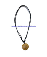 Handmade Tibetan Endless Knot Design Bone Pendant Necklace on Adjustable Cord - Boho Yoga Jewelry - HC166ZA