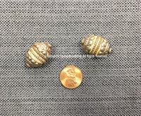 2 BEADS - Tibetan Ethnic Naga Conch Shell Beads with Tibetan Silver Metal Caps & Wires - Ethnic Tribal Boho Handmade Shell Beads - B1040B-2