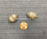 2 BEADS - Tibetan Ethnic Naga Conch Shell Beads with Tibetan Silver Metal Caps & Wires - Ethnic Tribal Boho Handmade Shell Beads - B1040B-2