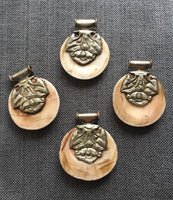 Ethnic Tribal Naga Conch Shell Tibetan Pendant with Repousse Lotus Floral Design Bail - Ethnic Jewelry OOAK Ethnic Tribal Pendant - WM7486