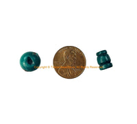 Dark Green Inlaid Bone 3 Hole Guru Bead & Cap Set - Tibetan Guru Bead Supplies - Handmade - GB89