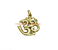 5 PENDANTS Sanskrit Om Brass Charm Pendants - Nepal Tibetan Brass Om Aum Ohm Mantra Charms - Ethnic Nepal Tibetan Yoga Jewelry - WM3770B-5