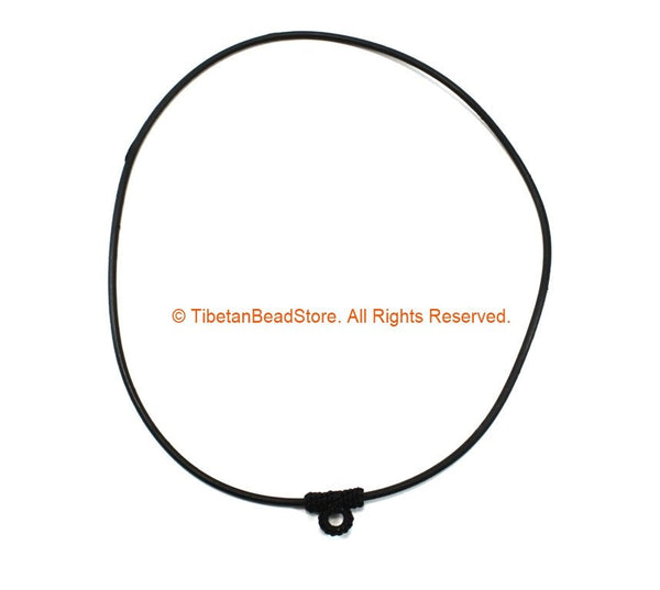 Black Handwoven Cord with Pendant Loop on 2mm Black Rubber Cord 18 Ne –  TibetanBeadStore