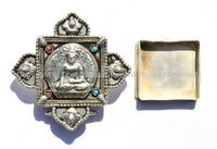 Tibetan Buddha Ghau Prayer Box Pendant - Ethnic Artisan Handmade Jewelry - WM14