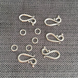 Hook Clasp Sets - 5 SETS Silver Finish Metal Hook and Eye Clasp Sets - Jewelry Making Supplies - Findings - Clasps - F98-5