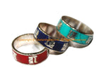Handmade Tibetan Coral Inlay Mantra Ring - Om Mani Padme Hung - R340C