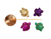 4 BEADS - Mix Colors Howlite Carved Turtle Charm Beads - Swimming Turtle Beads - Charms, Beads, Findings - Small Turtle Beads - B2742MA-4