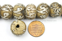 10 BEADS Antiqued Ethnic Naga Conch Shell Tibetan Beads with Om Mantra Carvings- TibetanBeadStore Handmade Tibetan Jewelry - B563-10