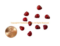 10 BEADS - Red Color Howlite Carved Skull Charm Beads - Skull Beads - Charms, Beads, Findings - B3401R-10