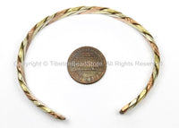 Tibetan Healing 3 Metals Braided Adjustable Bracelet Cuff - 6mm - Unisex Cuff- Tibetan Jewelry by TibetanBeadStore- C114B