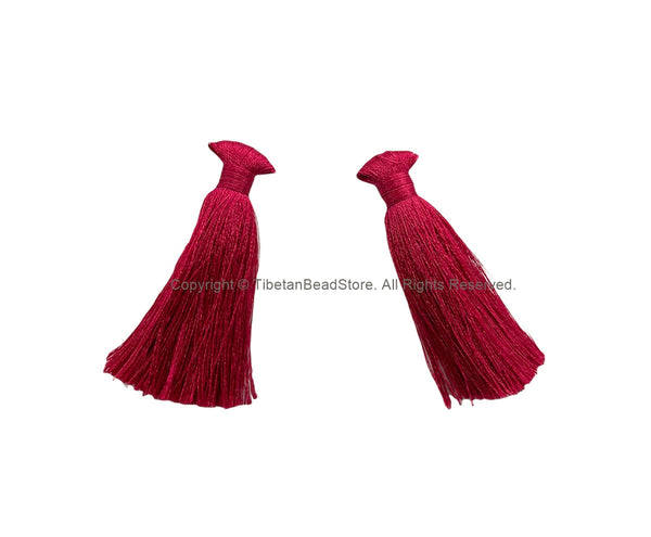 2 TASSELS Maroon Red Color Tassels - Handmade Boho Tassels Bag Tassels Mala Tassels - Craft Tassels - T225-2