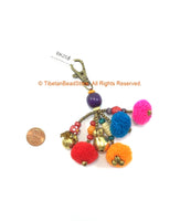 Pom Pom Tassels Beautiful Handmade Multi-colored Pom Pom Tassels with Spring Clip - Boho Tassels Bag Accessories Quality Tassels - BK25B
