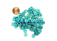 95 BEADS Blue Bone Beads- Handmade Beads Ethnic Bone Beads - Bone Spacer Disc Shaped Beads Tibetan Bead Store - B3228-95