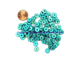 95 BEADS Blue Bone Beads- Handmade Beads Ethnic Bone Beads - Bone Spacer Disc Shaped Beads Tibetan Bead Store - B3228-95