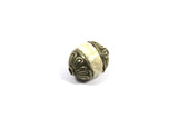 1 BEAD Ethnic Naga Conch Shell Tibetan Bead with Tibetan Silver Metal Caps - Antiqued Tibetan Naga Shell Bead - Tibetan Beads - B3463-1
