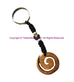 Ethnic Handmade Carved Sacred Spiral Design Keychain Keyring - Handmade Ethnic Keychains - KC97