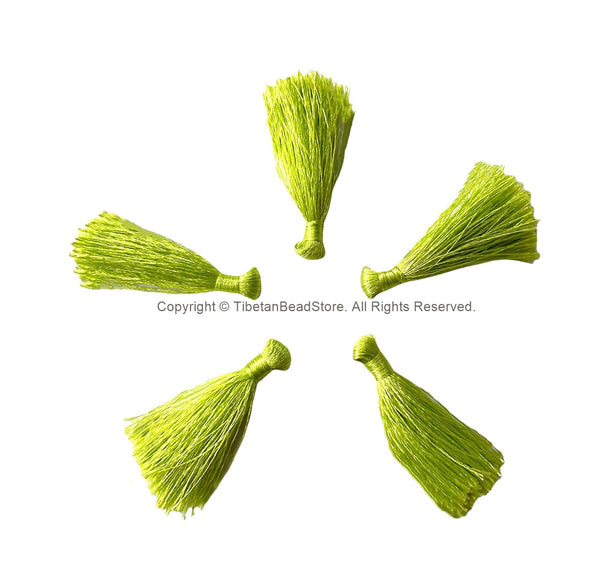 5 TASSELS Light Green Tassels - Handmade Boho Tassels Bag Tassels Mala Tassels - Craft Tassels - T231-5