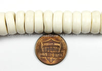 108 BEADS THICK Tibetan Flat Disc White Bone Mala Prayer Beads - Natural Animal Bone Tibetan Disc Beads - PB129 - TibetanBeadStore
